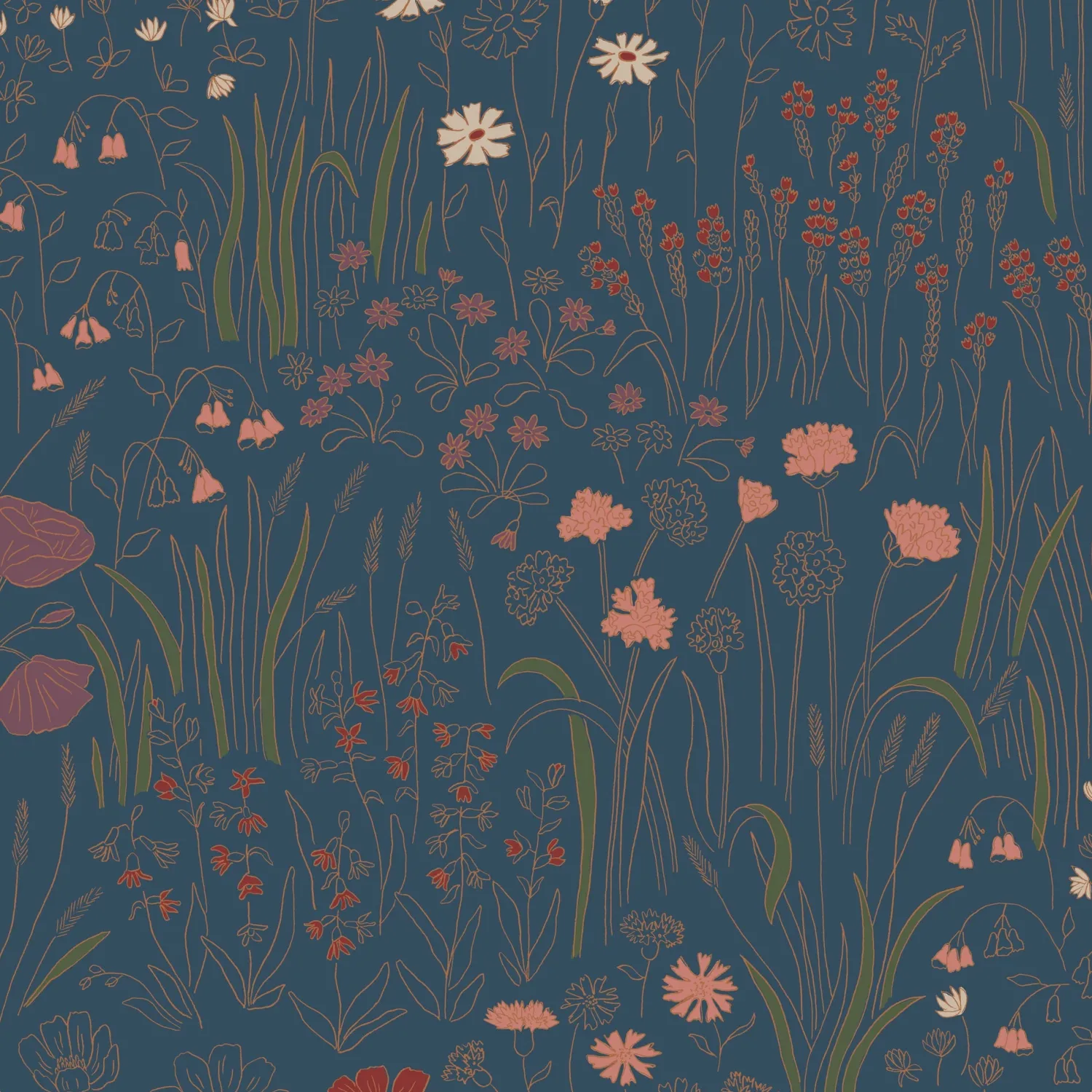 Schoolhouse Alpine Garden Wallpaper - Multi Online