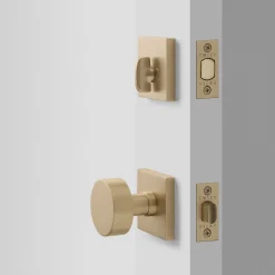 Schoolhouse Berlin Door Set with Cylinder Knob + Deadbolt - Satin Brass Outlet