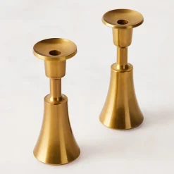 Schoolhouse Dansk Classic Brass Candle Holders, Set of 2 Fashion