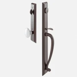 Schoolhouse Freeport Entrance Handleset with Porcelain Knob - Oil Rubbed Bronze Hot