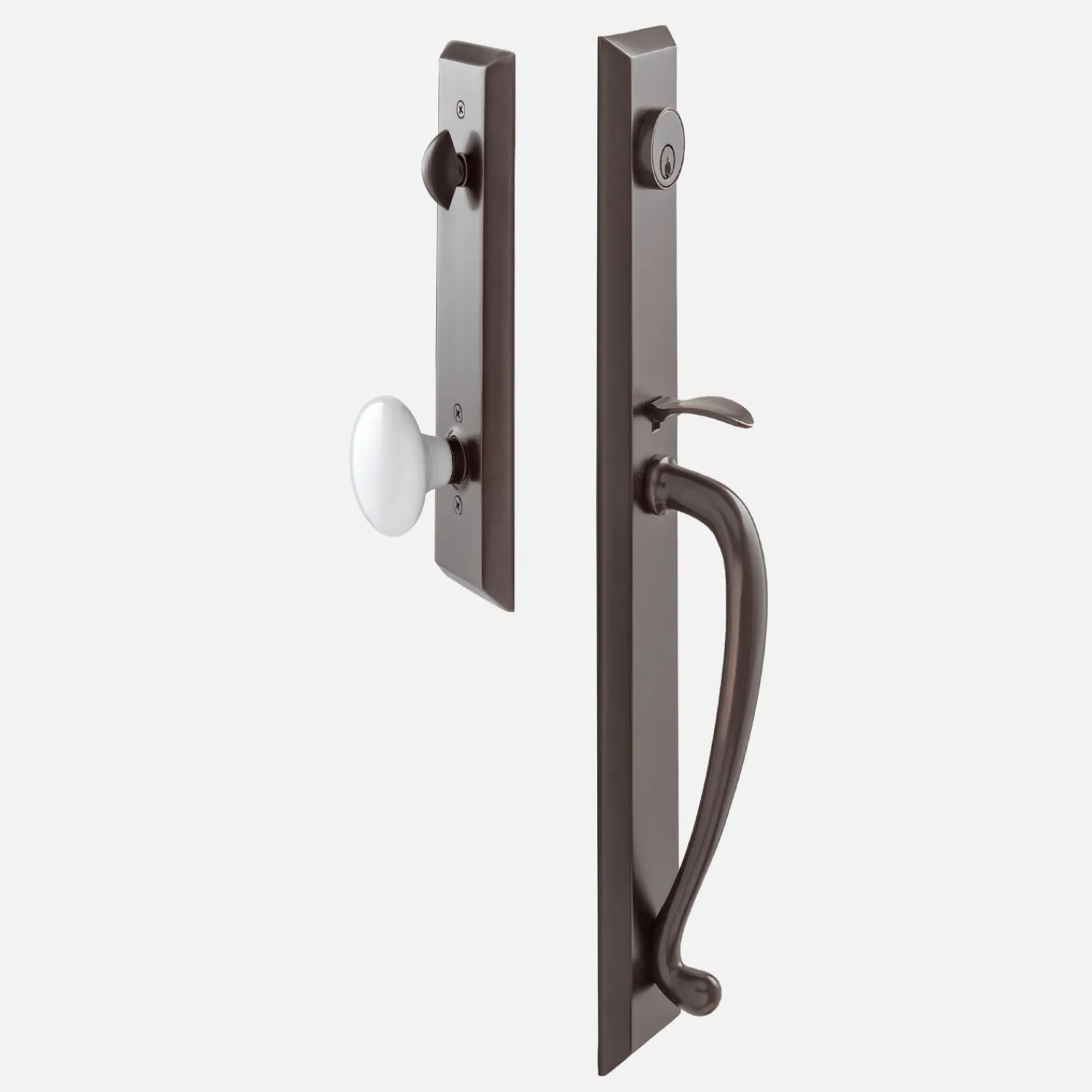 Schoolhouse Freeport Entrance Handleset with Porcelain Knob - Oil Rubbed Bronze Hot