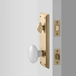 Schoolhouse Freeport Large Backplate Doorset with Porcelain Knob New