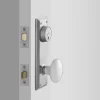 Schoolhouse Freeport Large Backplate Doorset with Porcelain Knob - Satin Nickel Fashion