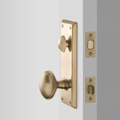 Schoolhouse Freeport Large Door Set with Egg Knob - Antique Brass New
