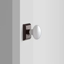 Schoolhouse Freeport Small Backplate Doorset with Porcelain Knob - Oil Rubbed Bronze Fashion