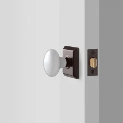 Schoolhouse Freeport Small Backplate Doorset with Porcelain Knob - Oil Rubbed Bronze Fashion