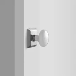 Schoolhouse Freeport Small Backplate Doorset with Porcelain Knob - Satin Nickel New