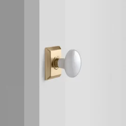 Schoolhouse Freeport Small Backplate Doorset with Porcelain Knob Hot
