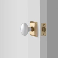 Schoolhouse Freeport Small Backplate Doorset with Porcelain Knob Hot