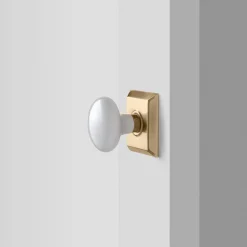 Schoolhouse Freeport Small Backplate Doorset with Porcelain Knob Hot