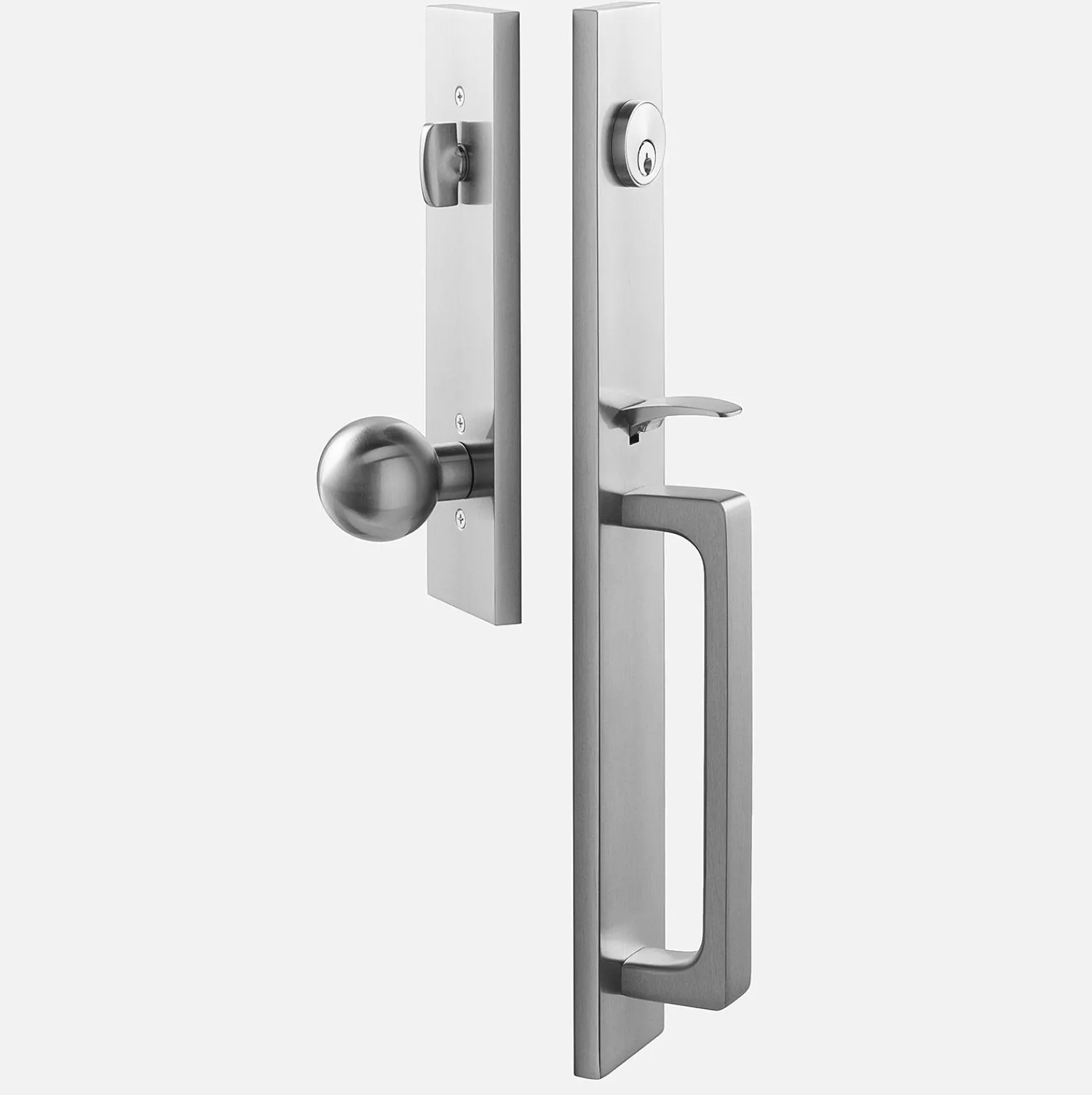 Schoolhouse Lausanne Entrance Handleset with Globe Knob - Satin Nickel Outlet