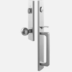 Schoolhouse Lausanne Entrance Handleset with Globe Knob - Satin Nickel Outlet