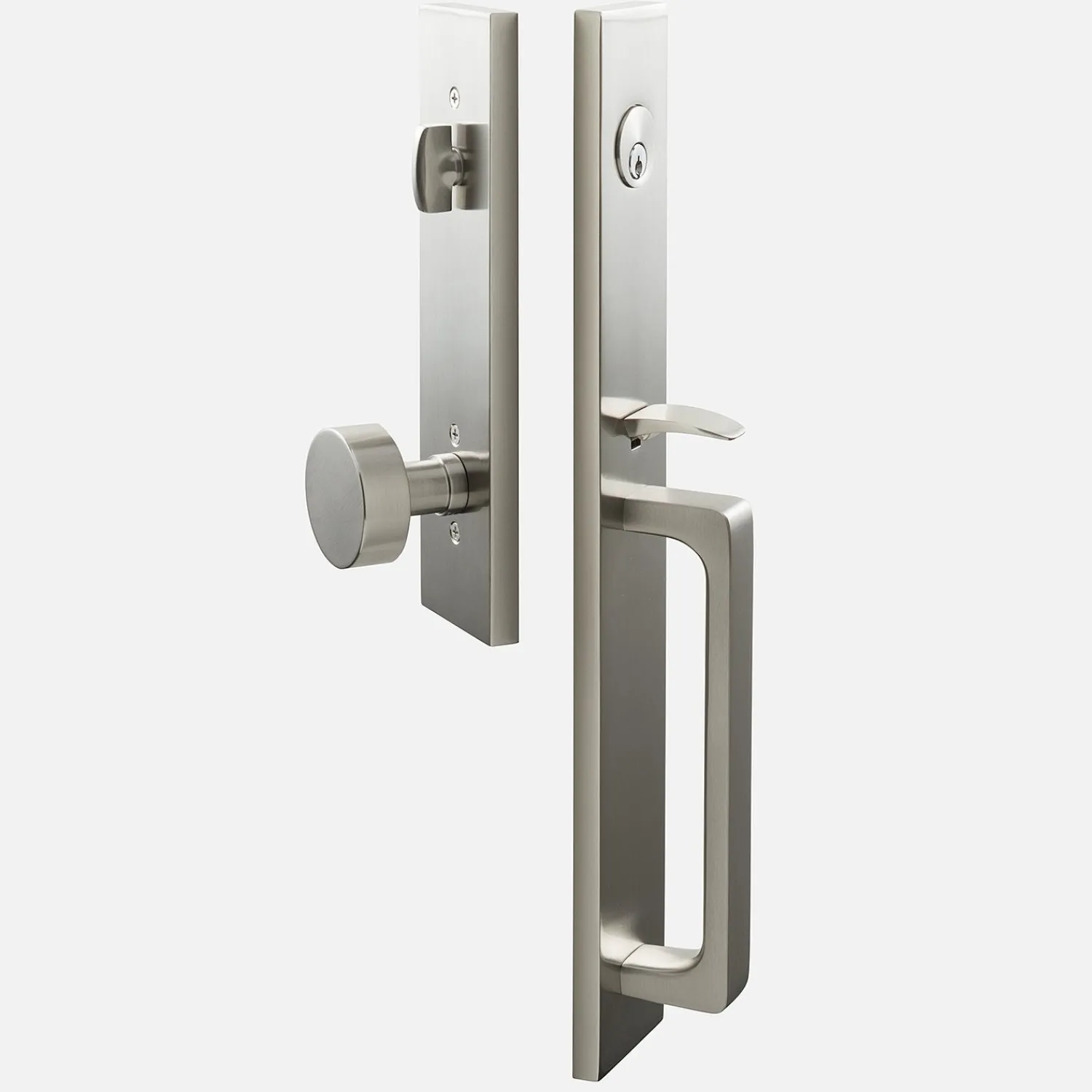 Schoolhouse Lausanne Entrance Handleset with Cylinder Knob - Satin Nickel Fashion