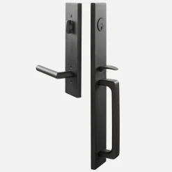Schoolhouse Lausanne Entrance Handleset with Otto Lever - Flat Black Online