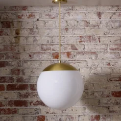 Schoolhouse Luna Rod Pendant with 16" Opal Shade Clearance