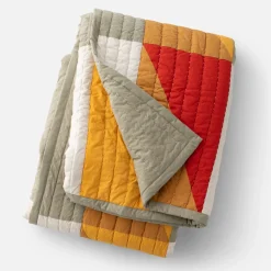 Schoolhouse Modern Rooftops Pieced Cotton Quilt Outlet