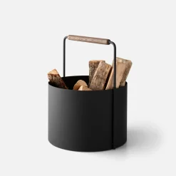 Schoolhouse Oak Handle Firewood Basket Discount