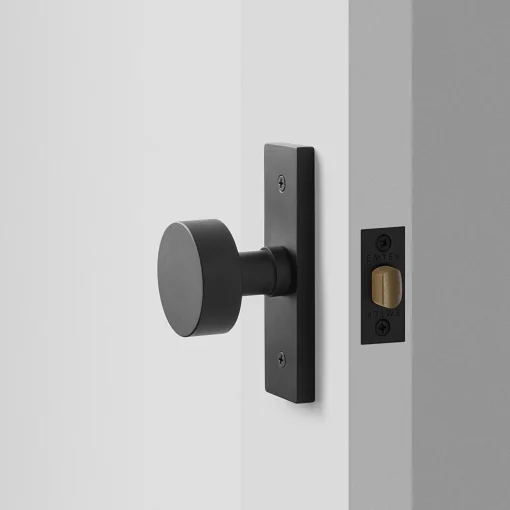 Schoolhouse Rome Small Door Set with Cylinder Knob - Flat Black Outlet