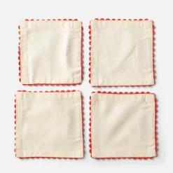 Schoolhouse Scallop Trim Cocktail Napkin, Set of 4 Clearance