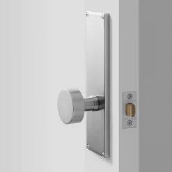 Schoolhouse Tate Door Set with Cylinder Knob - Satin Nickel Best