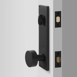 Schoolhouse Tate Door Set with Cylinder Knob - Flat Black Online