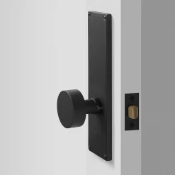 Schoolhouse Tate Door Set with Cylinder Knob - Flat Black Online