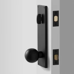 Schoolhouse Tate Door Set with Globe Knob - Flat Black Best