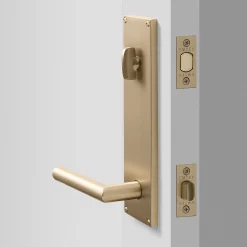 Schoolhouse Tate Door Set with Otto Lever - Satin Brass Hot