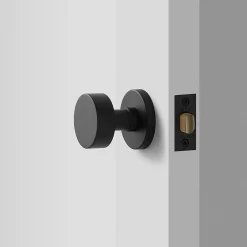 Schoolhouse York Door Set with Cylinder Knob - Flat Black Fashion