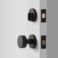 Schoolhouse York Doorset with Cylinder Knob + Deadbolt - Flat Black Fashion